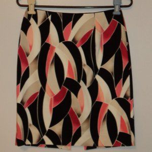 White House Black Market Women's Sz 2 Pencil Skirt Geometric Pink White Black